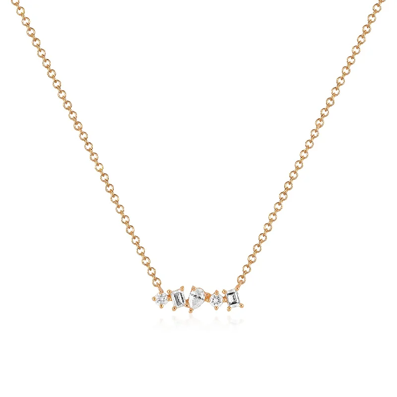moonstone engagement ring boho Multi Faceted Diamond Mini Bar Necklace