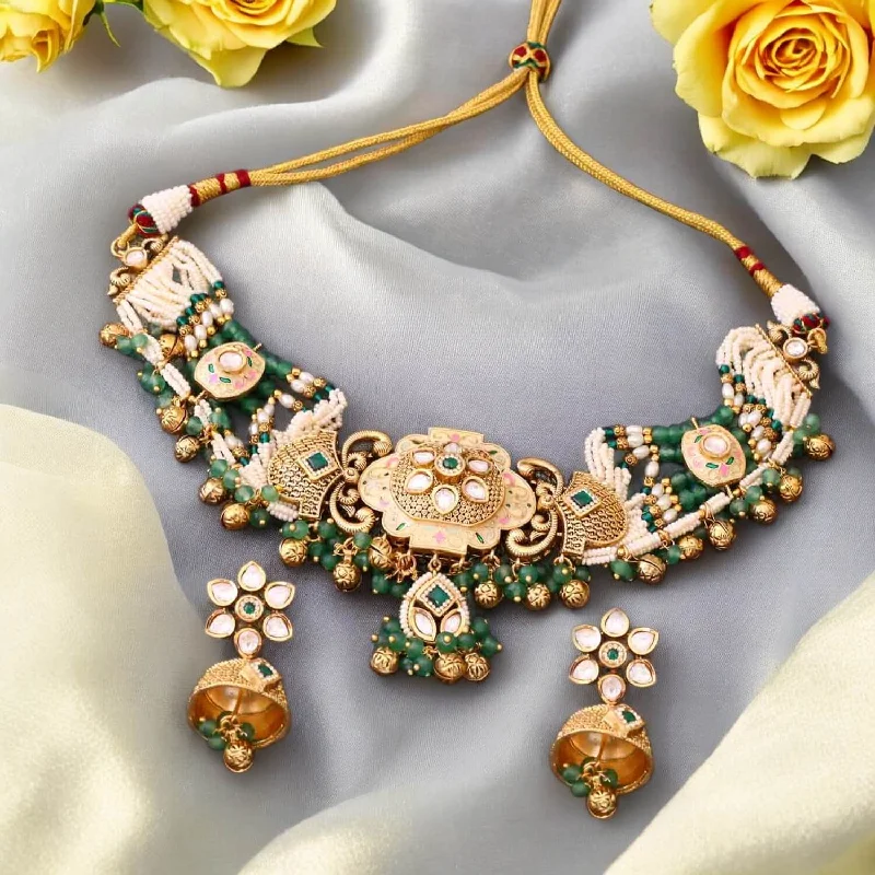 wedding band with diamonds Multicolor Aswathy Antique Rajwadi Set