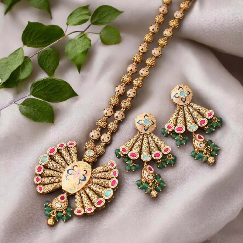 custom initial pendant necklace Multicolor Athira Antique Rajwadi Set
