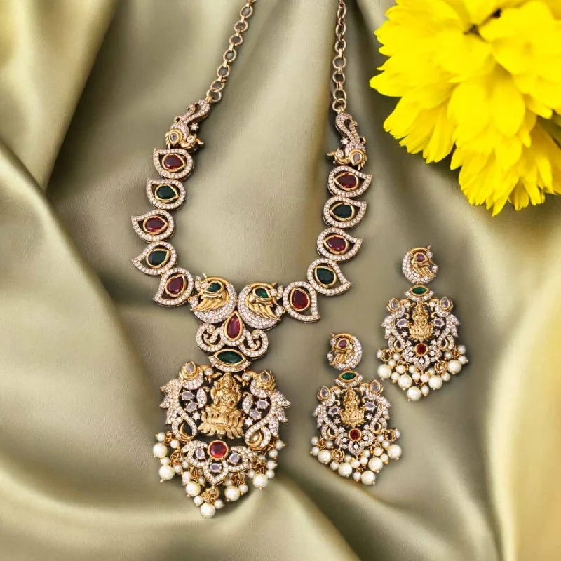 boho gemstone anklet Multicolor Durja Temple Jewellery Set - New Arrival