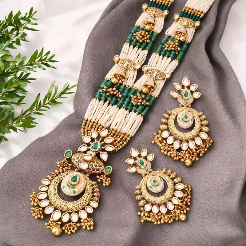 handcrafted sterling silver necklace Multicolor Geetha Antique Rajwadi Set