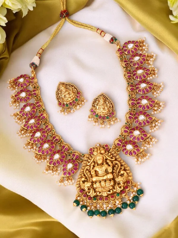 emerald gemstone earrings Multicolor Maheswari Temple Jewellery Set - New Arrival