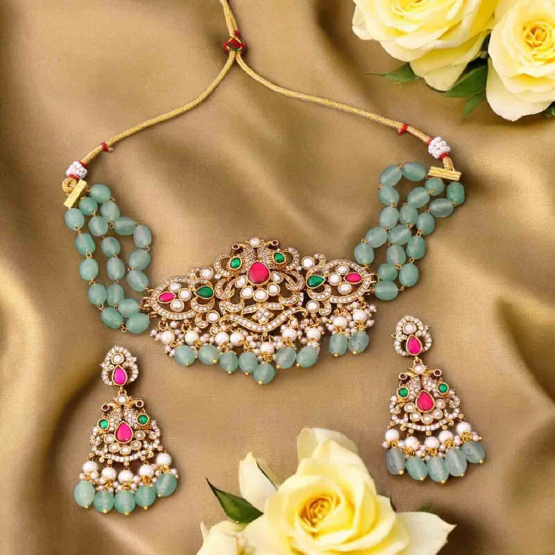 chunky chain necklace trendy Multicolor Ruthee Victorian Jewellery Set - New Arrival