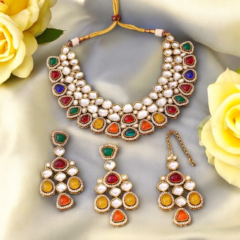 diamond tennis bracelet real Multicolor Samiya Kundan Jewellery Set