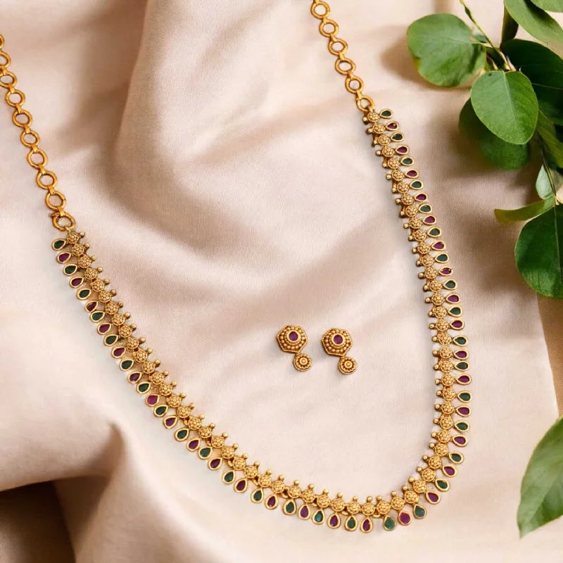 large vintage statement necklace Multicolor Shizara Antique Jewellery Set- New Arrival
