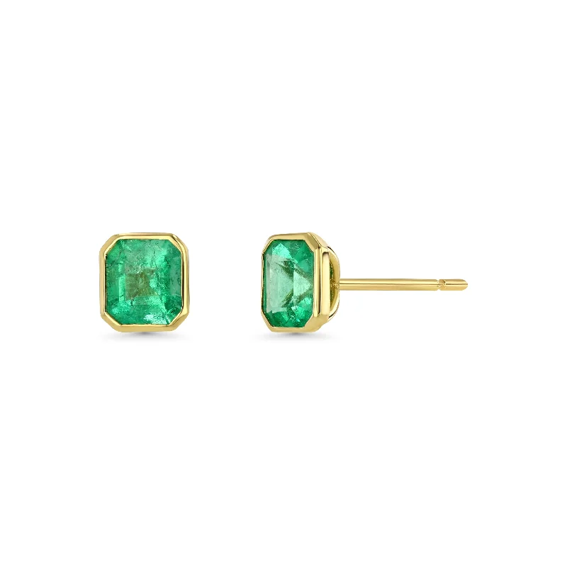 snake chain bracelet gold Muzo Emerald Bezel Set Earrings
