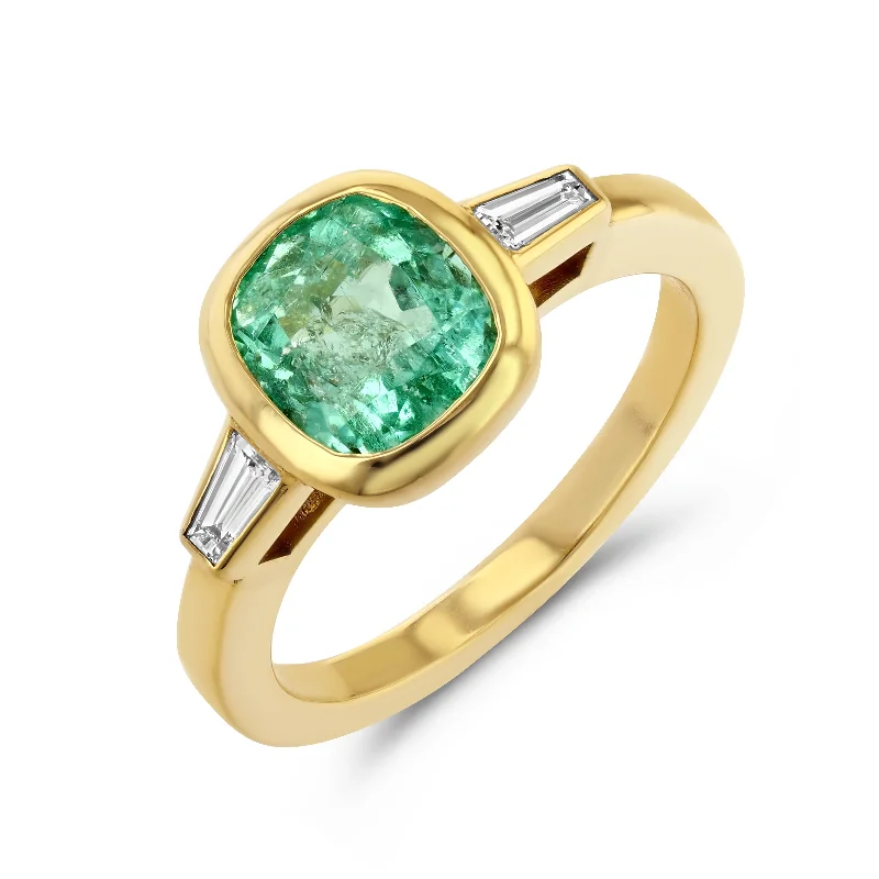 personalized initial ring stackable MUZO EMERALD & DIAMOND RING