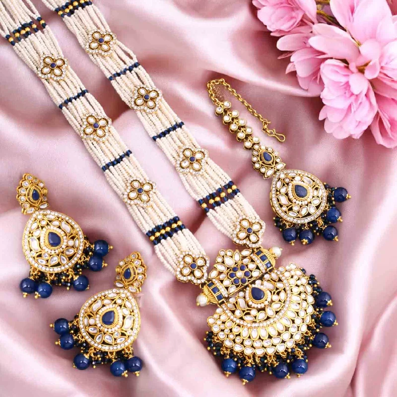 custom silver charm bracelet Navy Mansi Kundan Jewellery Set