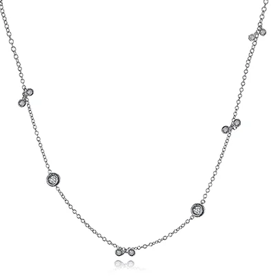 dainty beaded stretch bracelet Necklace in 18k Gold with Diamonds
