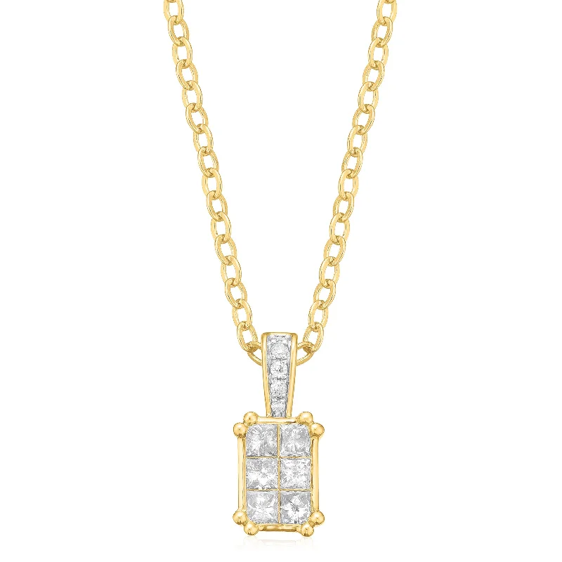 personalized silver cuff bracelet New York 14ct Yellow Gold with Princess Cut 1/3 CARAT tw Diamond Pendant
