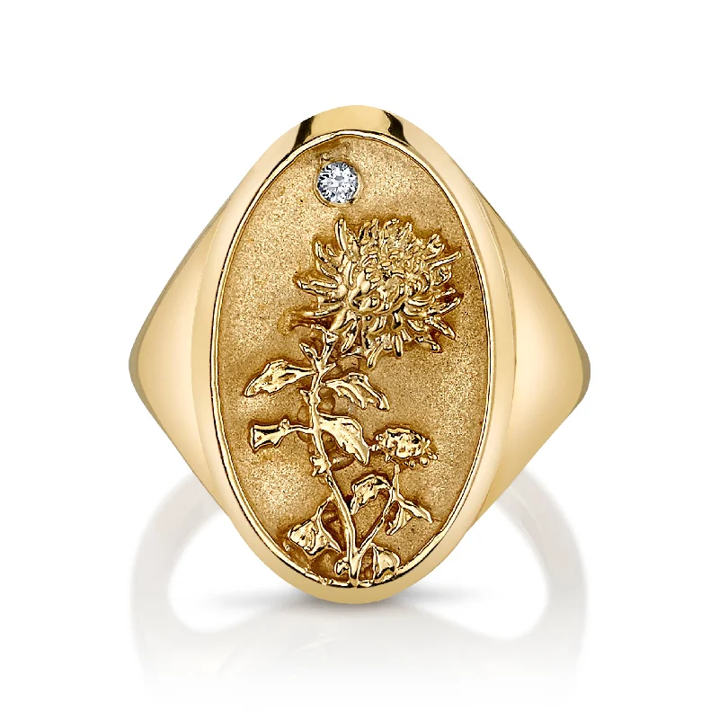 elegant drop earrings wedding NOVEMBER BIRTH FLOWER SIGNET RING