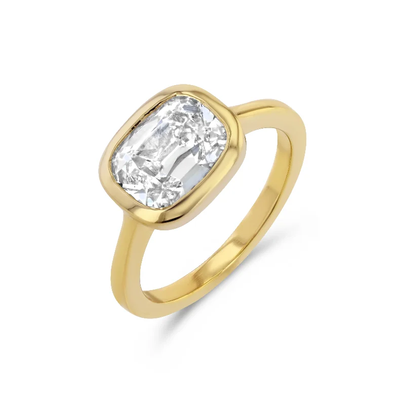dainty lotus flower ring OLD MINE LAB DIAMOND BEZEL RING