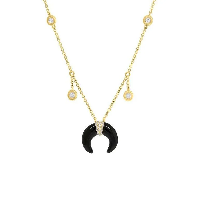 rose gold infinity bracelet 14K Yellow Gold Onyx Crescent Shaker Necklace