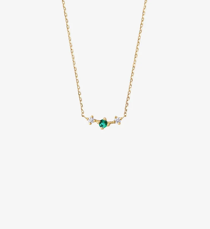 Trio Emerald Necklace 0.09 in 14K Yellow Gold