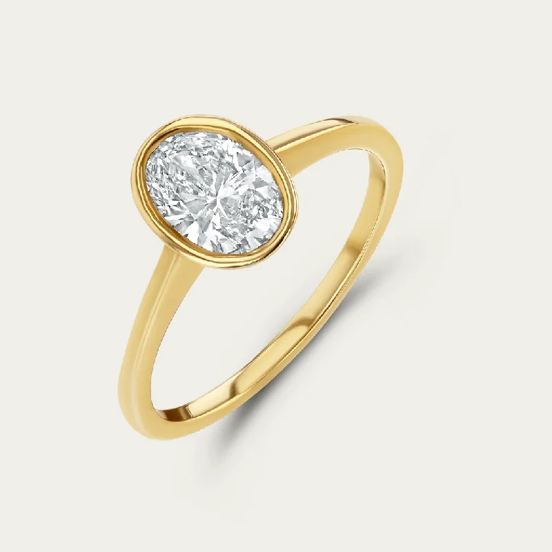 celestial galaxy planet necklace OVAL LAB DIAMOND BEZEL SET RING
