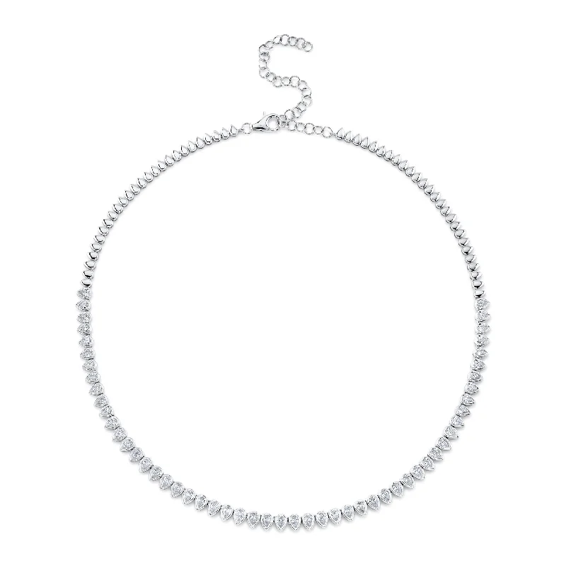 titanium wedding band men’s black Pear Tennis Necklace