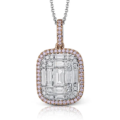 handcrafted sterling silver necklace Pendant in 18k Gold with Diamonds
