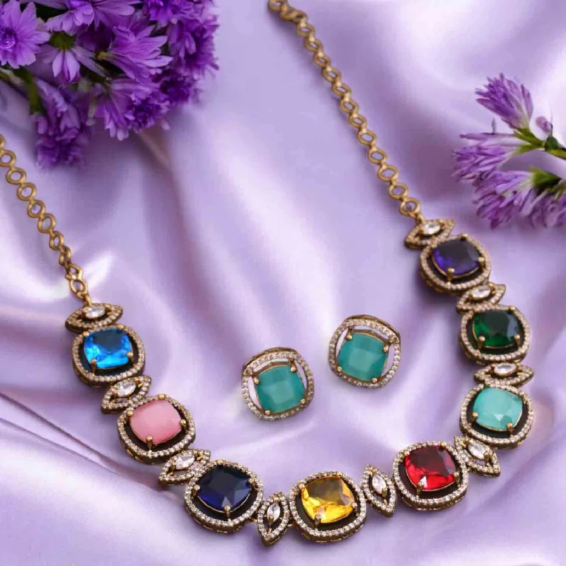 colorful gemstone engagement ring Prismatic Zinnia Victorian Jewellery Set - New Arrival