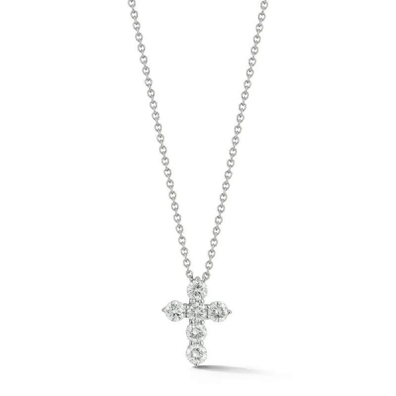layered gold coin pendant necklace Medium Prong Set Diamond Cross Pendant