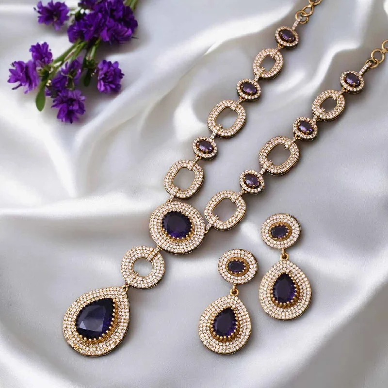 vintage sapphire necklace Purple Christa Victorian Jewellery Set - New Arrival