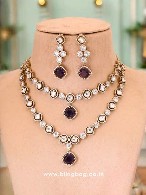 bold statement ring chunky Purple Daiko Victorian Jewellery Set