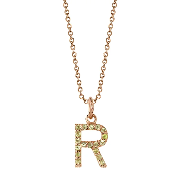 vintage Victorian brooch pin R Initial Birthstone Charm Necklace