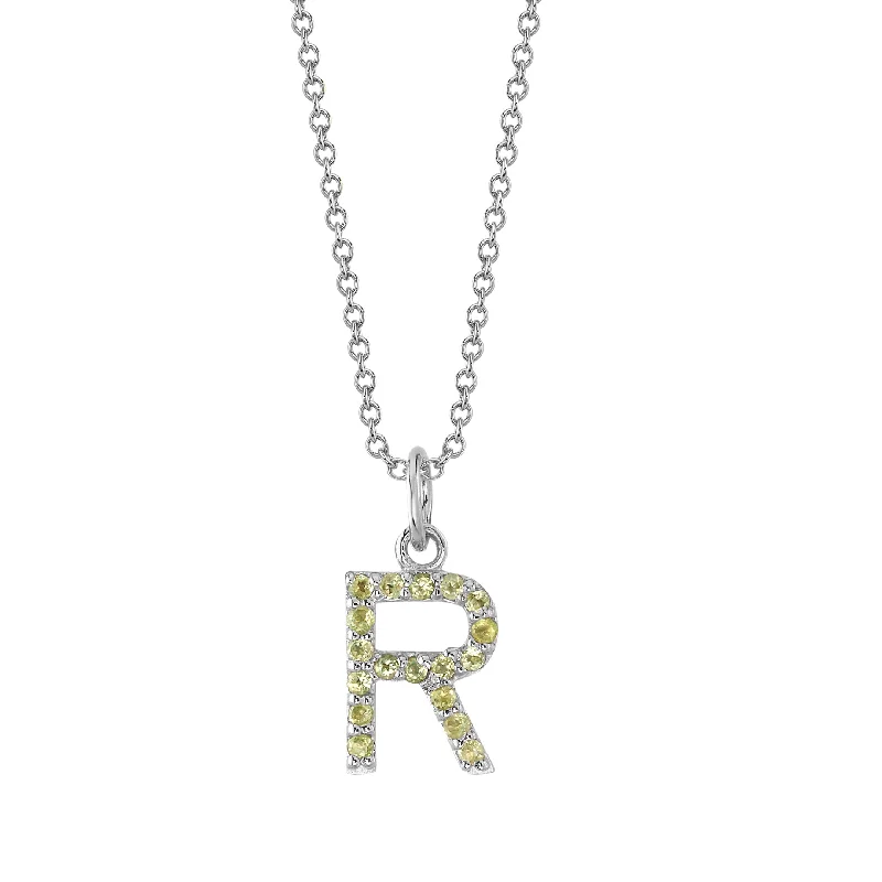 emerald cut diamond earrings R Initial Birthstone Charm Necklace