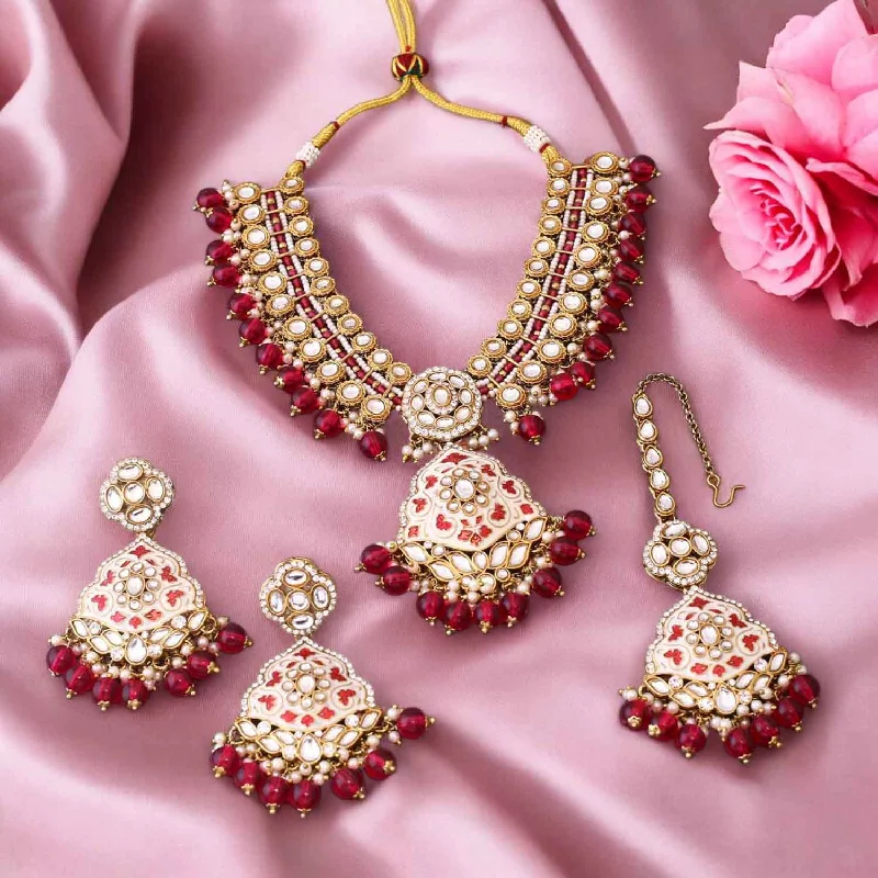 gold initial bracelet personalized Rani Shailani Kundan Jewellery Set