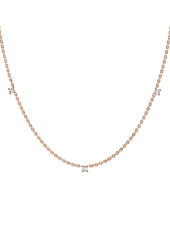 Triplet 18K Rose Gold Necklace w. Lab-Grown Diamonds