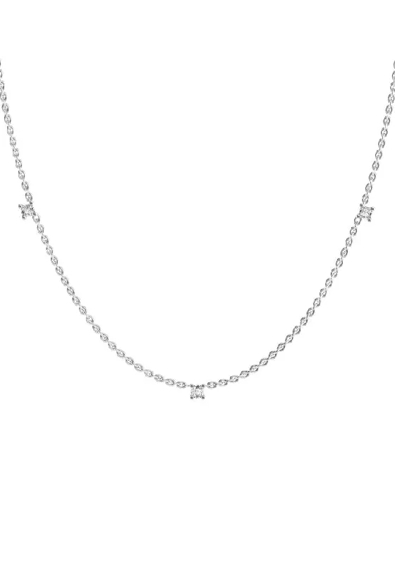 Triplet 18K White Gold Necklace w. Lab-Grown Diamonds