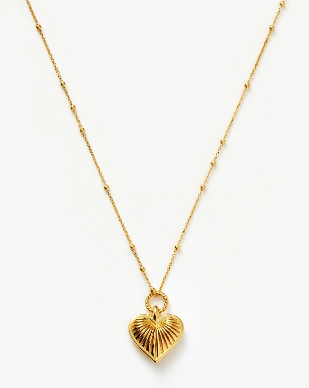 handmade braided hemp bracelet Ridge Heart Charm Pendant Necklace | 18ct Gold Plated