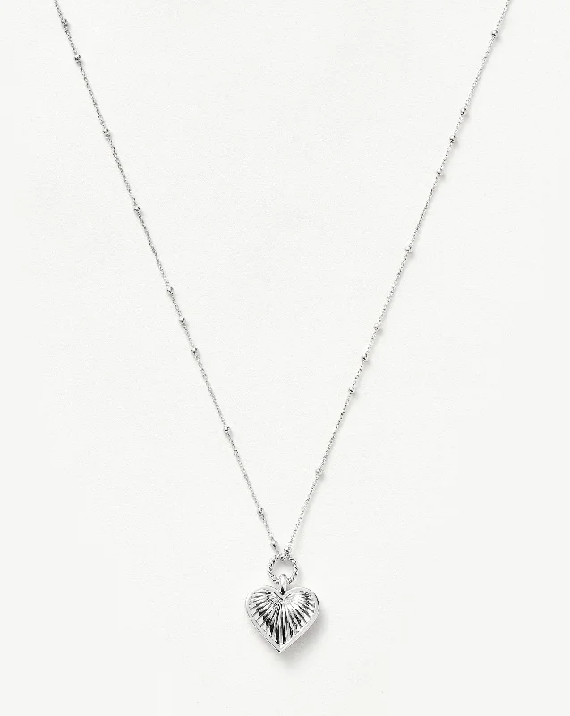 classic tennis bracelet white gold Ridge Heart Charm Pendant Necklace | Silver Plated