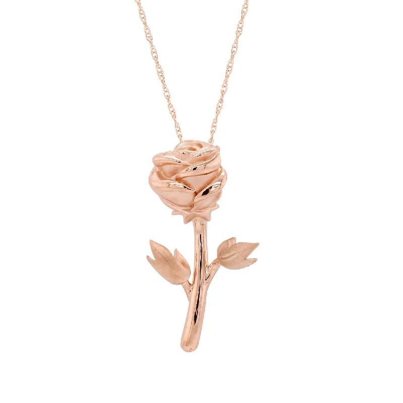 ROSE GOLD NECKLACE WITH ROSE FLOWER PENDANT