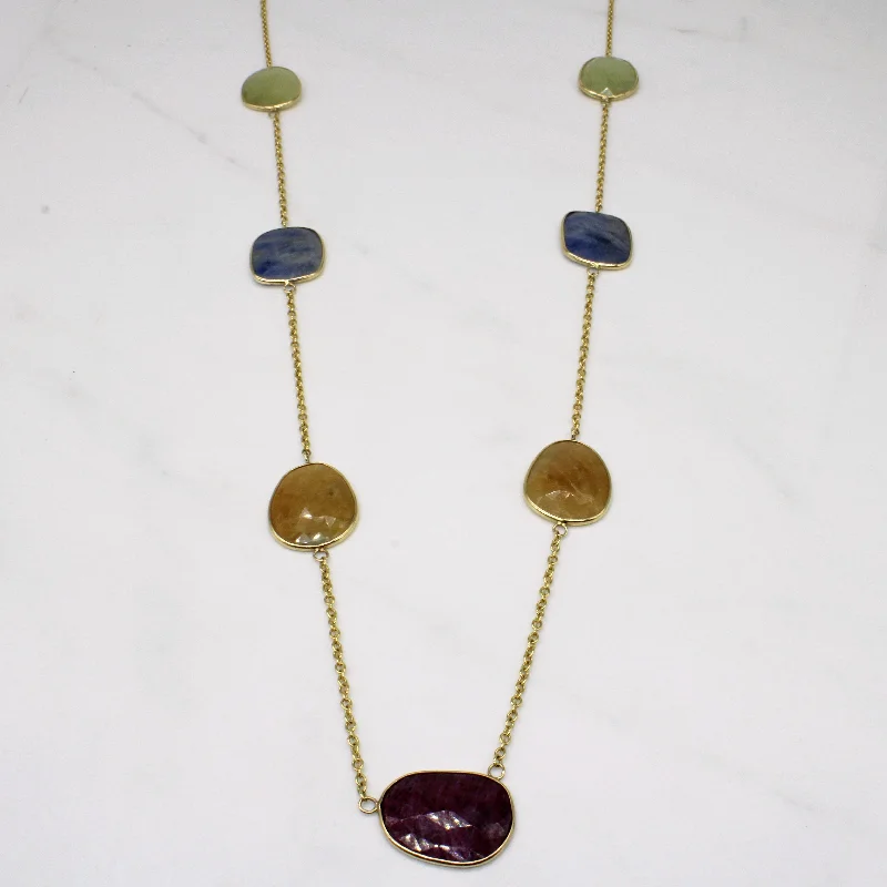 moissanite engagement ring affordable Rough Rose Cut Multi Gem Necklace | 50.00ctw | 32" |