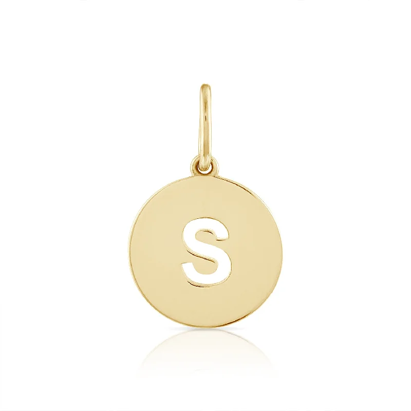 natural crystal pendant necklace Round Initial Cutout Charm