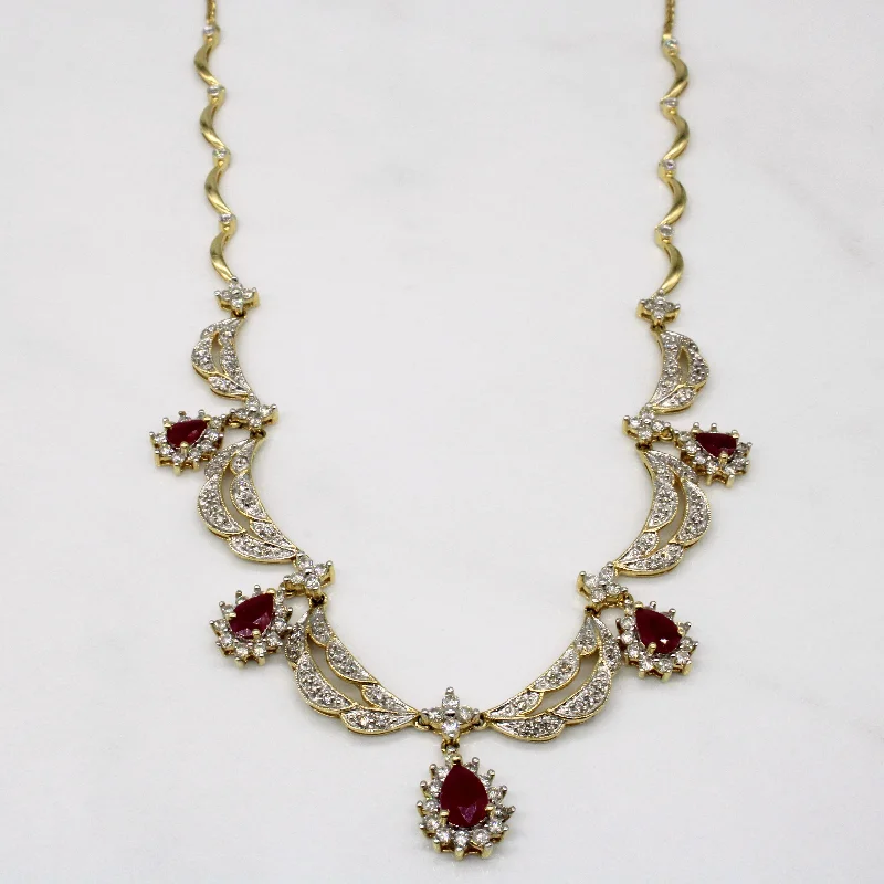 handmade antique silver bangle Ruby & Diamond Necklace | 1.80ctw, 1.50ctw | 17" |