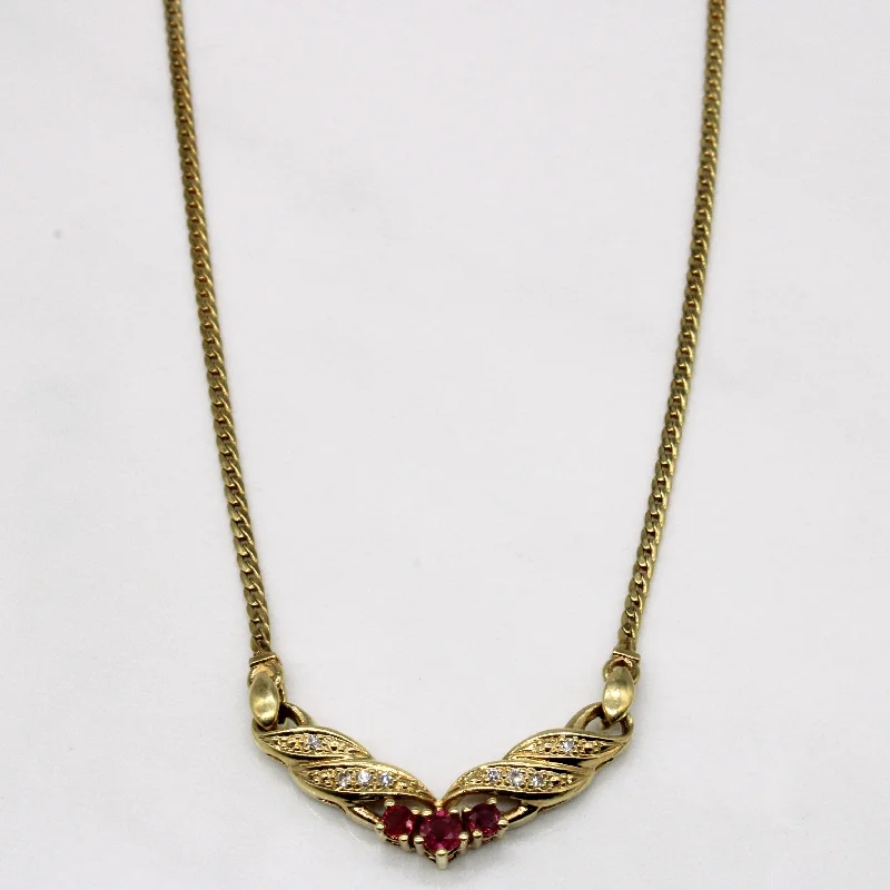 rose gold bar bracelet personalized Ruby & Diamond Pendant Necklace | 0.20ctw, 0.05ctw | 17" |