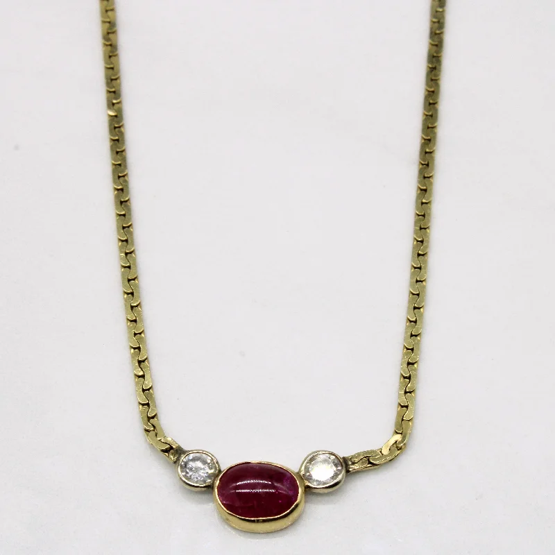 classic pearl choker necklace Ruby & Diamond Pendant Necklace | 1.30ct, 0.27ctw | 16" |