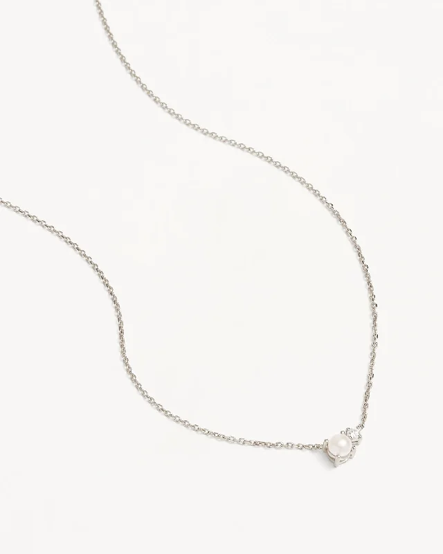 simple crystal pendant necklace Sterling Silver Serenely Yours Pearl Necklace