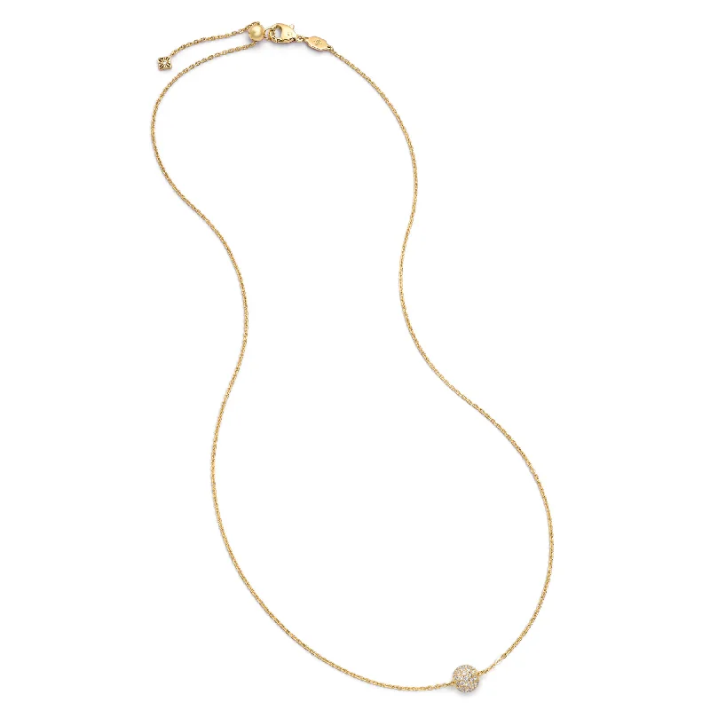 Diamond Pavé 18K Gold Necklace w. Diamond