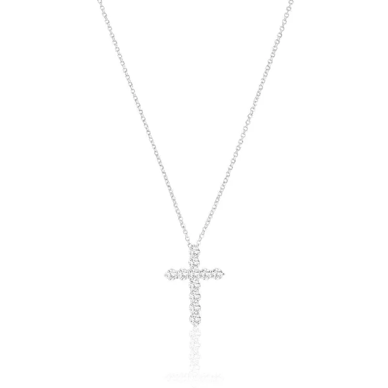 Belluno Croce Silver Necklace w. Zirconias