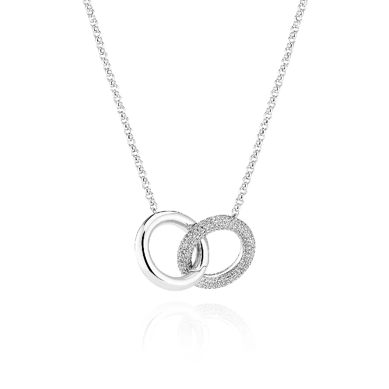 Carrara Due Grande Silver Necklace w. Zirconia