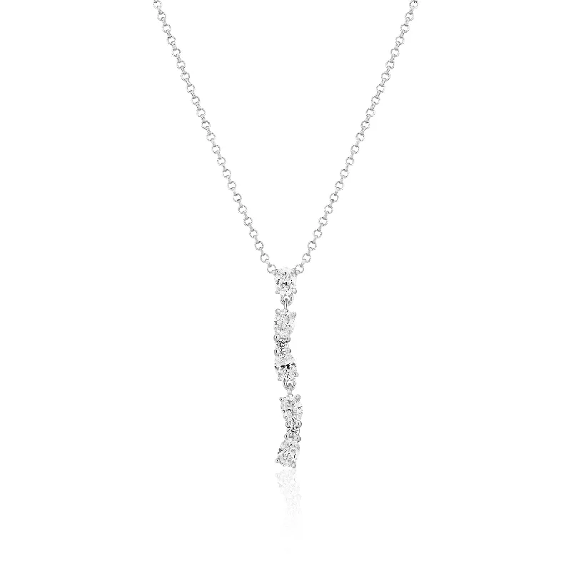 Ellera Ovale Lungo Silver Necklace w. Zirconia