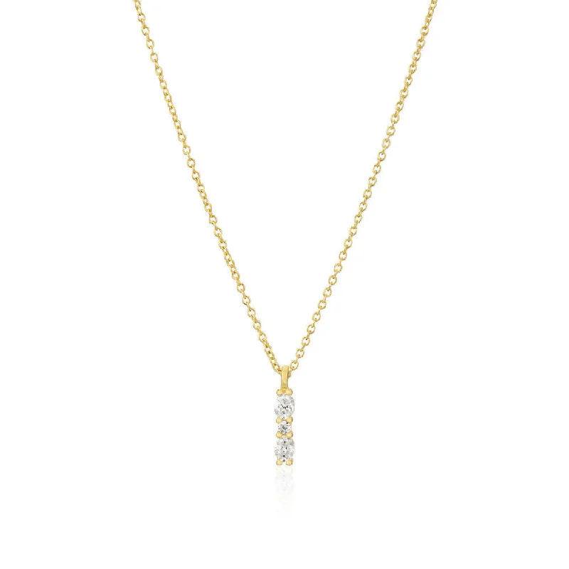 Ellera Ovale Piccolo 18K Gold Plated Necklace w. Zirconia