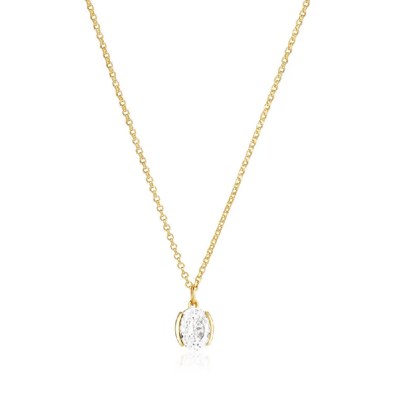 Ellisse Carezza 18K Gold Plated Necklace w. Pink Zirconia