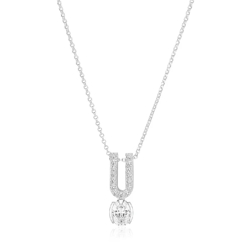 Ellisse Carezza Uno Silver Necklace w. Zirconia