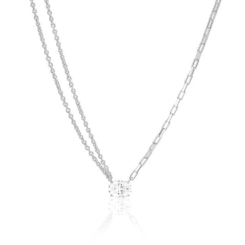 Ellisse Uno Silver Necklace w. Zirconia