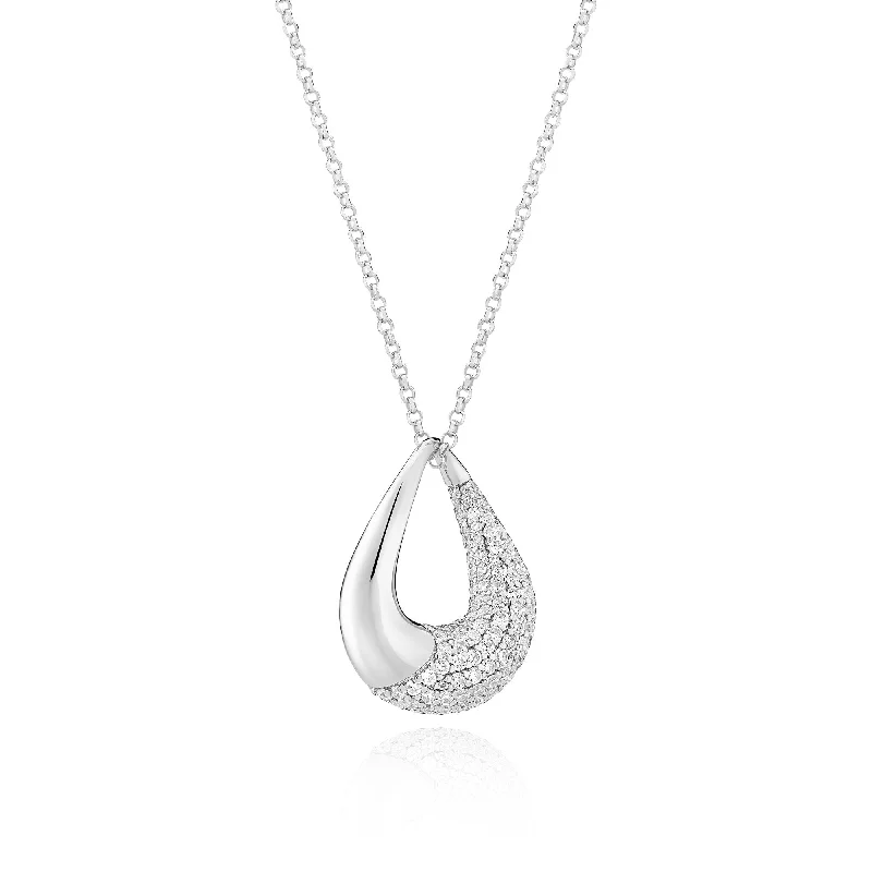 Glorenza Silver Necklace w. Zirconia