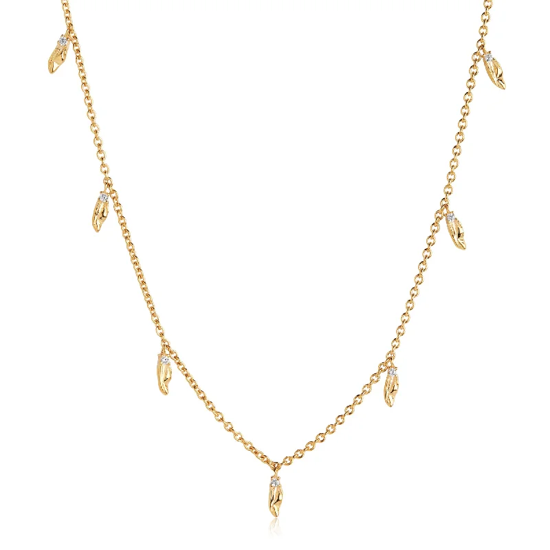 Vulcanello Gold Plated Necklace w. White Zirconias