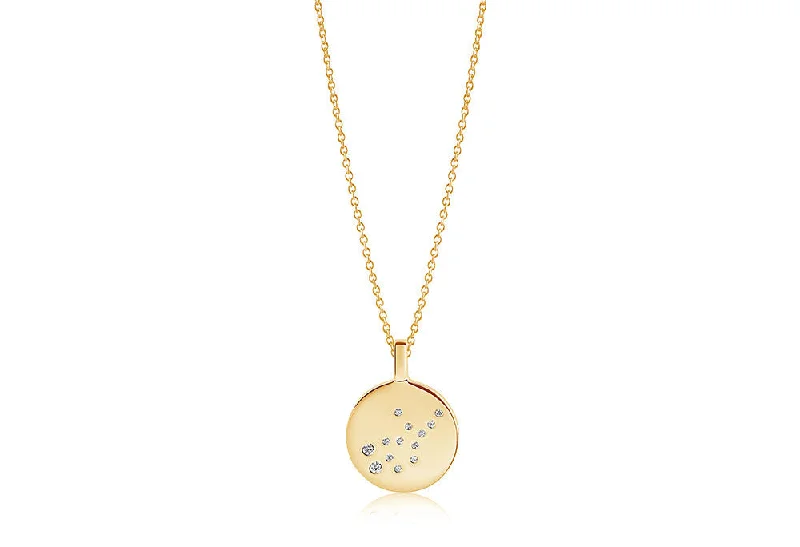 Zodiaco Virgo Gold Plated Necklace w. White Zirconias